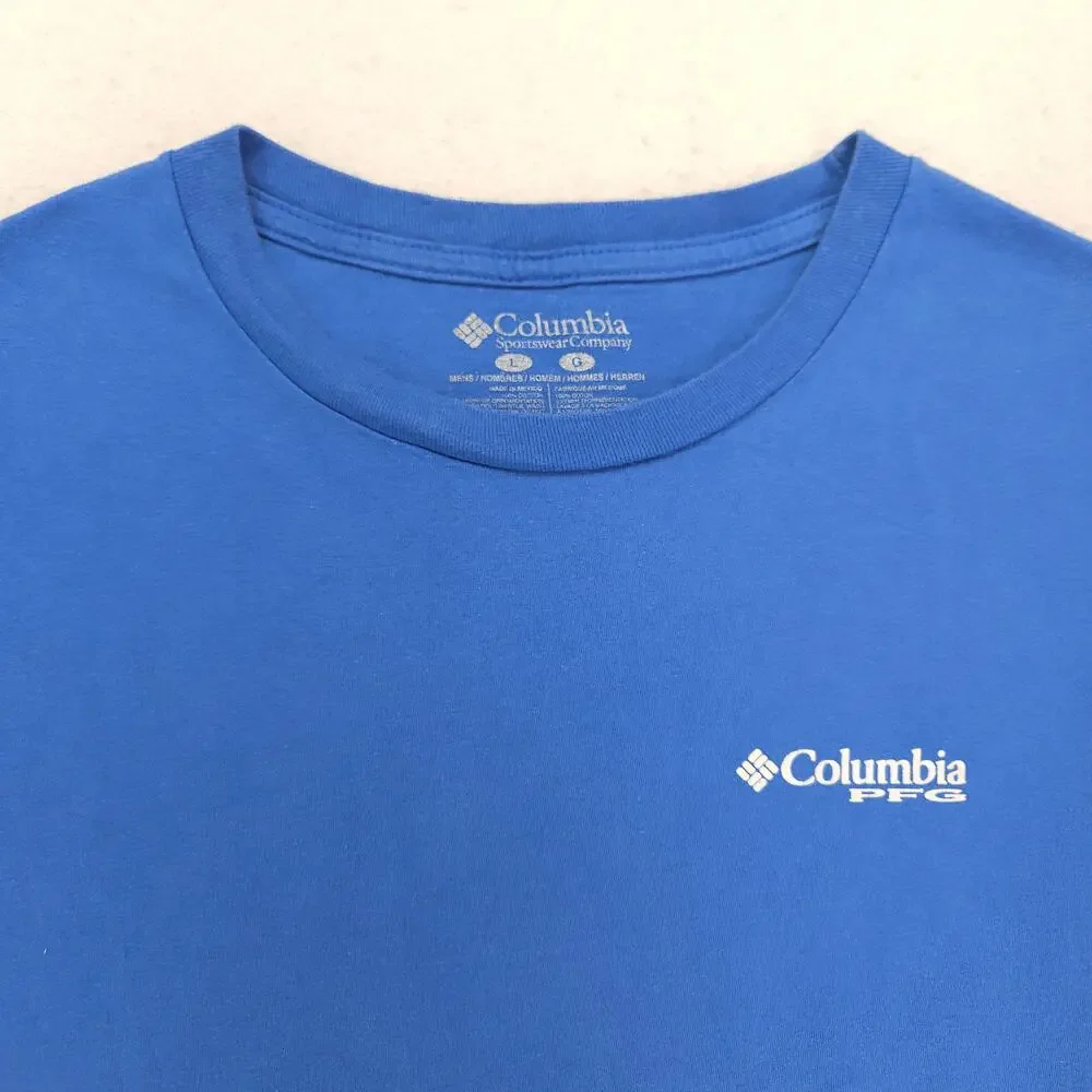 Columbia Short Sleeve Crew Neck Graphic T Shirt Mens Size Large L Blue - Picture 1 of 9